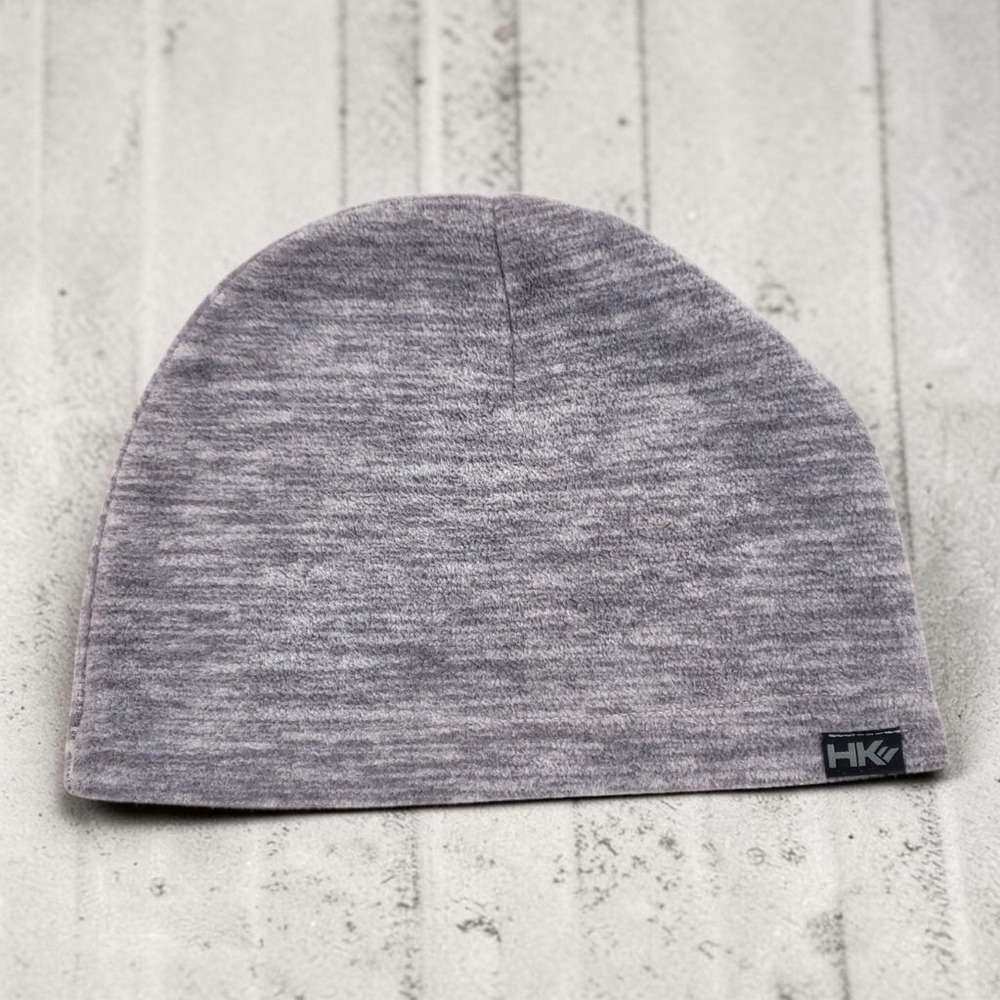 HK Gray Heather Fleece Beanie Hat Unisex Skull Cap One Size Space Dye